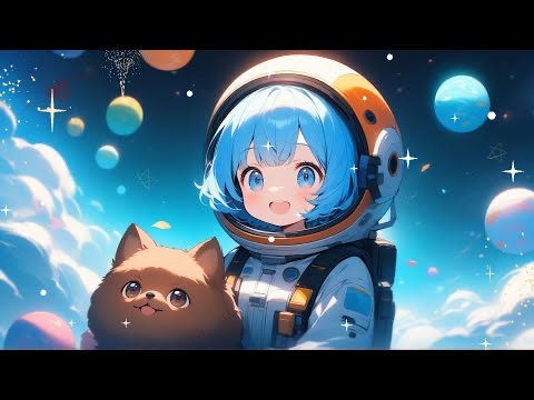 Lost in the Galaxy: Chill Lofi Beats with Blue-Haired Girl & Her Pomeranian